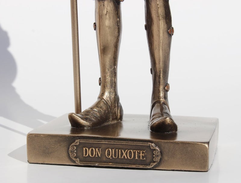 US 11.63 Inch Don Quixote Standing with Spear Cold Cast Bronze Figurine - Image 1